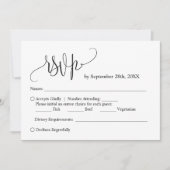 シンプルなミニマリスト手書き結婚式RSVPカード 招待状 (正面)