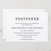 シンプルなミニマリスト タイプライター 延期された結婚式 招待状 (正面/裏面)