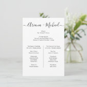 シンプルなミニマリスト ブラック＆ホワイトのウェディングパーティ エンクロージャーカード (スタンド正面)