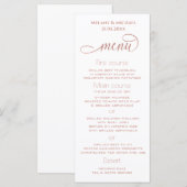 シンプルなミニマリスト ロマンチック ローズゴールド カリグラフィー メニュー (正面/裏面)