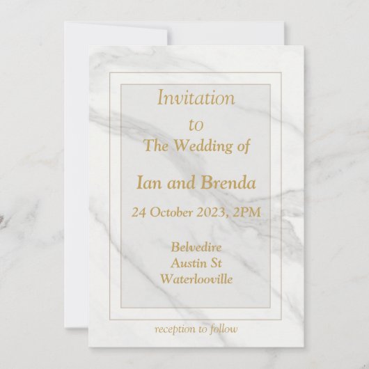 シンプルなミニマルなマーブル模様の結婚式招待状 招待状 (正面)