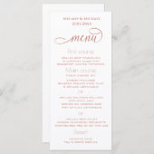 シンプルなミニマルなロマンチックなローズゴールドのカリグラフィー メニュー (正面/裏面)