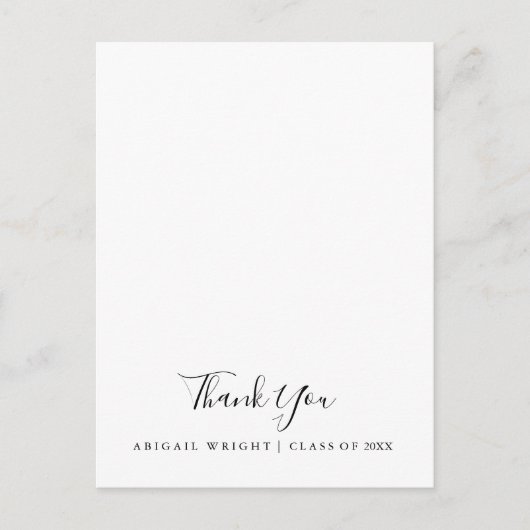 シンプルなミニマルな卒業お礼メッセージ ポストカード (正面)