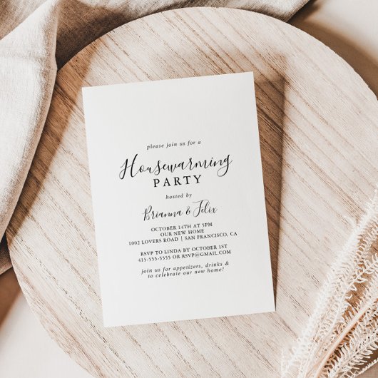 シンプルなミニマルな新築祝いパーティー 招待状