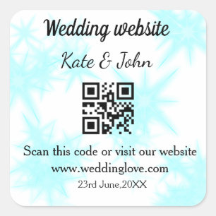 シンプルなミニマルな結婚式のウェブサイト QRコード 名前を追加 スクエアシール