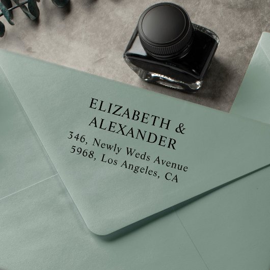シンプルなミニマルな結婚式の返信住所 ラバースタンプ