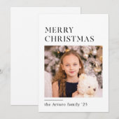 シンプルなミニマルな編集スタイルのクリスマスカード シーズンカード (正面/裏面)