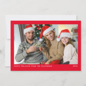 シンプルなミニマルな赤い家族の写真 シーズンカード (正面)