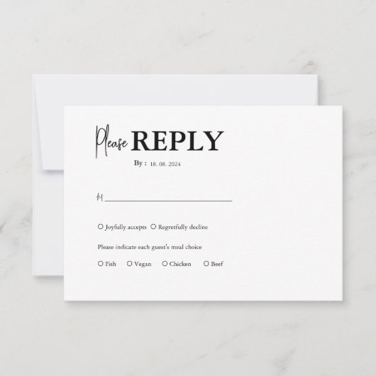 シンプルなミニマルウェディング 出欠カード (正面)