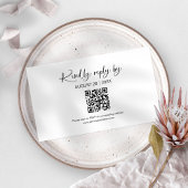 シンプルなミニマルウェディングQRオンラインRSVPカード エンクロージャーカード