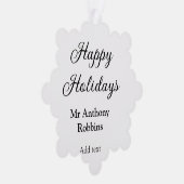 シンプルなミニマルクリスマス 名前 日付 年 オーナメントカード (右)