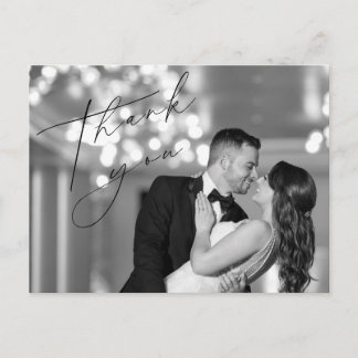 シンプルなミニマルスクリプトの結婚式サンクスカード ポストカード