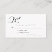 シンプルなミニマルスクリプトの黒と白の結婚式の出欠確認 エンクロージャーカード (正面)