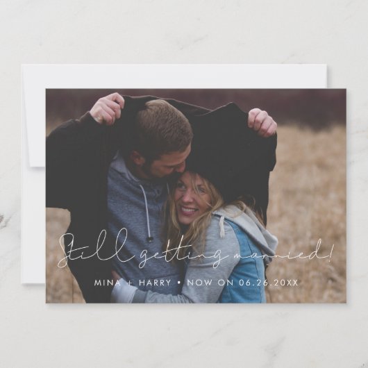 シンプルなミニマルスタイルの結婚式延期・中止のお知らせ 案内状 (正面)