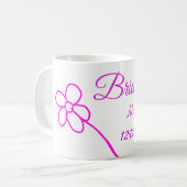 シンプルなミニマルピンクのブライズメイド 追加名 年 テキスト コーヒーマグカップ (正面左)
