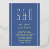 シンプルなミニマルモダン主義シック結婚スクリプト 箔招待状 (正面)