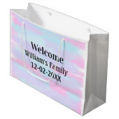 シンプルなミニマルモノグラムロゴパーソナライズウェルカム ラージペーパーバッグ (正面アングル)