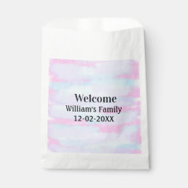 シンプルなミニマルモノグラムロゴ パーソナライズされたウェルカムメッセージ フェイバーバッグ