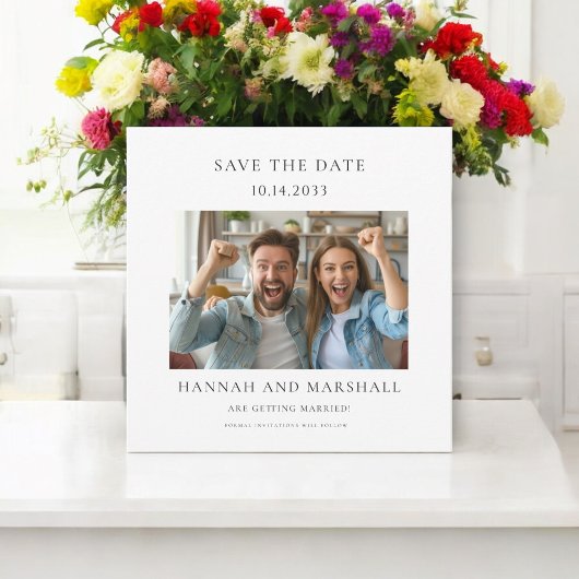 シンプルなミニマル写真の保存日付 招待状