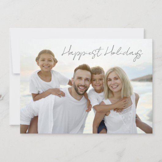 シンプルなミニマル家族の写真の最も楽しいクリスマス シーズンカード (正面)