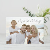 シンプルなミニマル家族の写真の最も楽しいクリスマス シーズンカード (スタンド正面)