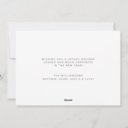 シンプルなミニマル家族の写真の最も楽しいクリスマス シーズンカード (裏面)