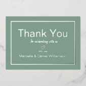 シンプルなミニマル ウェディング お礼状（グレー） 箔招待状 (正面)