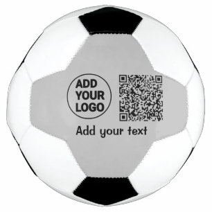 シンプルなミニマルQRコード ロゴ スキャンコード 名前 テキスト付き サッカーボール