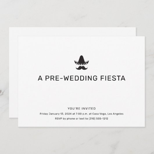 シンプルなメキシカンテーマのリハーサルディナー招待状 招待状 (正面/裏面)