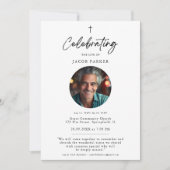 シンプルなメモリアル ライフ クロス フォト 招待状 (正面)