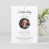 シンプルなメモリアル ライフ クロス フォト 招待状 (スタンド正面)