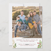 シンプルなメリークリスマスのエレガントで赤い原稿の写真 シーズンカード (裏面)