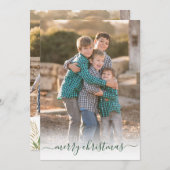 シンプルなメリークリスマスのエレガントな緑の原稿の写真 シーズンカード (正面/裏面)