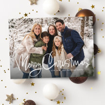 シンプルなメリークリスマスのグリーン写真入りフォント