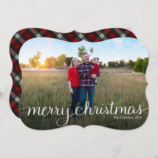 シンプルなメリークリスマスの完全な裁ち切り写真2 シーズンカード (正面/裏面)