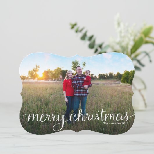シンプルなメリークリスマスの完全な裁ち切り写真2 シーズンカード (スタンド正面)