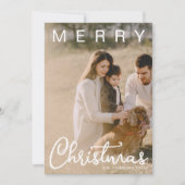 シンプルなメリークリスマスの文字入り2枚の写真 モダン シーズンカード (正面)