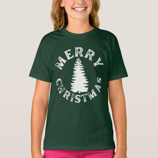 シンプルなメリークリスマスツリー Tシャツ (正面)