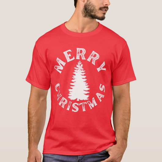 シンプルなメリークリスマスツリー Tシャツ (正面)