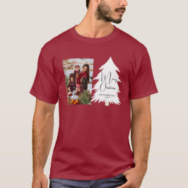 シンプルなメリークリスマスマツの木の家族写真 Tシャツ