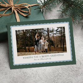 シンプルなメリークリスマス青緑のフレーム写真 シーズンカード