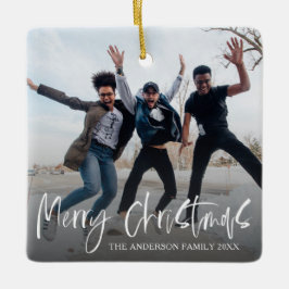 シンプルなメリークリスマス 黒と白のクリスマス セラミックオーナメント