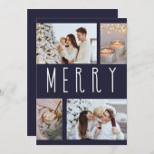 シンプルなメリーデザインの複数写真コラージュ シーズンカード (正面/裏面)