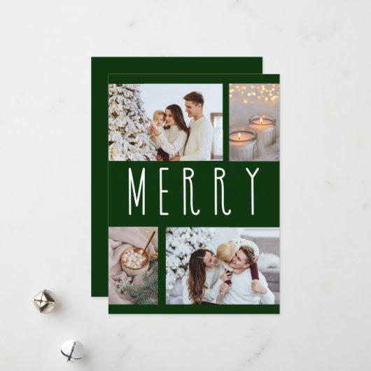 シンプルなメリーデザインの複数写真コラージュ シーズンカード (正面/裏面インサイチュ)