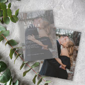 シンプルなモダンなタイポグラフィーの写真オーバーレイウェディング 招待状