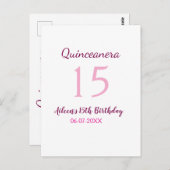 シンプルなモダンなピンクのキンチアニエラ 15歳の誕生日 ポストカード (正面/裏面)