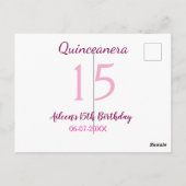 シンプルなモダンなピンクのキンチアニエラ 15歳の誕生日 ポストカード (裏面)