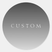 シンプルなモダングレーのオンブレグラデーションのエレガントなテキスト ラウンドシール (正面)