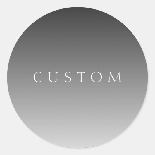 シンプルなモダングレーのオンブレグラデーションのエレガントなテキスト ラウンドシール (正面)