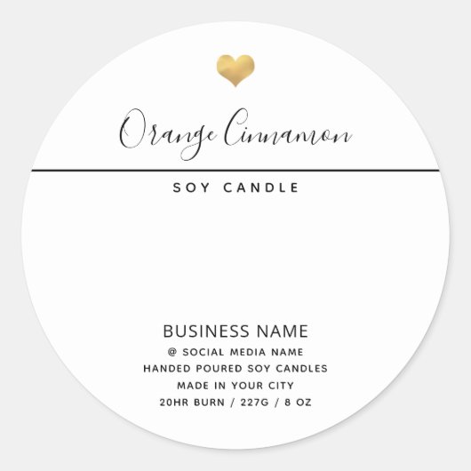 シンプルなモダンラグジュアリー タイポグラフィー 白い製品ラベル ラウンドシール (正面)